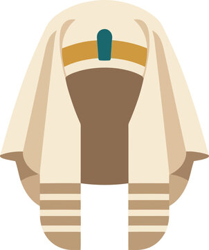 Ancient Egyptian Pharaoh Headdress Icon &ndash; Traditional Nemes Headcloth Vector Illustration