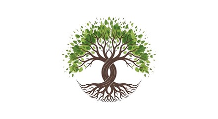 Minimal Artistic Tree Graphic with Curved Branches and Roots