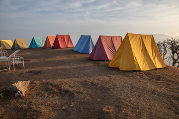 Tents at Australia camp on Machhapuchhre Base Camp trekking trail
