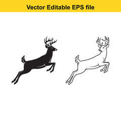 Obraz premium Running Deer Vector Illustration Set - Editable EPS File
