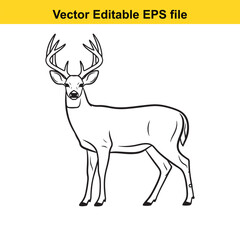Fototapeta premium Deer with Antlers Vector Illustration on White Background
