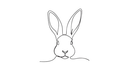 Obraz premium A simple, elegant continuous line drawing of a rabbit head. Ideal for Easter themes, logos, art projects, or animal-related designs. Clean and versatile.