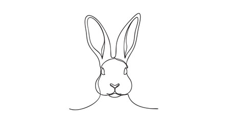 Obraz premium Simple, elegant black line drawing of a rabbit's head and shoulders against a white background. Ideal for Easter, spring, or animal-themed designs.