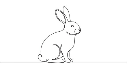 Obraz premium Minimalist line art illustration of a rabbit. Clean and simple design, perfect for Easter, spring, children's books, or nature-themed projects. Vector format for easy scaling.