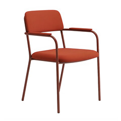 Modern red armchair with metal frame isolated on transparent background