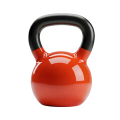 Red kettlebell with black handle isolated on transparent background