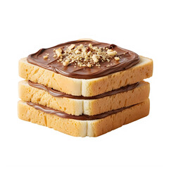 Three layered cake with chocolate and nuts isolated on transparent background