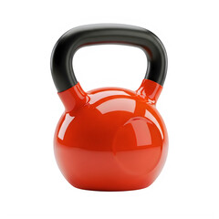 Red and black kettlebell weightlifting equipment isolated on transparent background