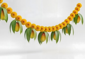 Mango and Marigold Flower Toran, Indian Festive Decor, Greeting Card Background