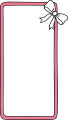 Hand Drawn Pink Border Frame with Bow for Invitations, Greeting Cards, and Scrapbooking