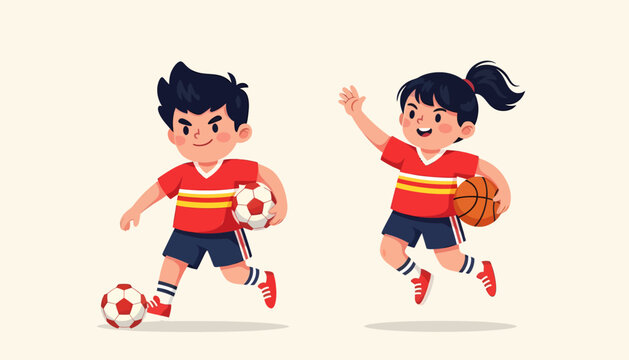 Energetic Children Playing Sports with Enthusiasm and Joy 1.