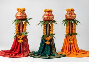 Gudi Padwa Decoration Colorful Ritual Pots, Garland, and Festive Celebrations