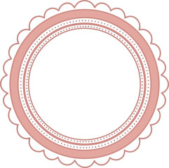 Naklejka premium Elegant Pink Scalloped Circle Frame for Invitations, Labels, and Scrapbooking Designs