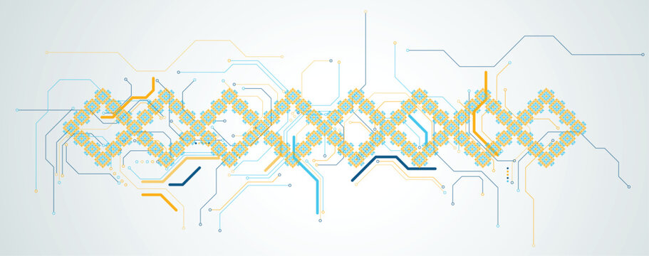 Ukrainian moderm technology background for science and business theme