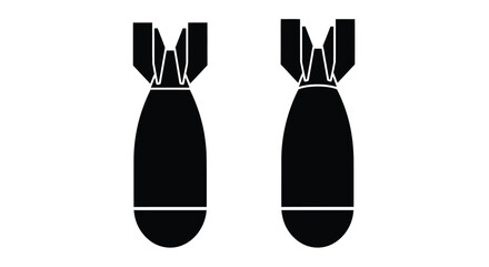 Two black bombs depicted in a stark flat silhouette