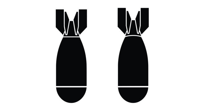 Two black bombs depicted in a stark flat silhouette