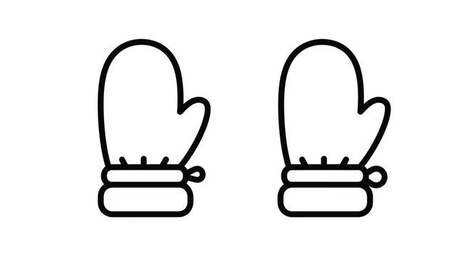 Simple line art illustration of a pair of winter mittens silhouette