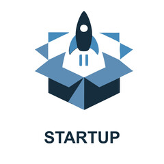 Startup Launch: A stylized representation of a business startup, with a rocket launching from an open box, symbolizing the beginning of a new venture and the journey of growth.