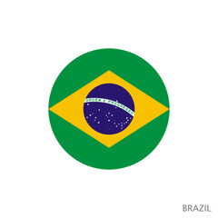 Brazil flag with official colors and proportion correctly. National flag of Brazil symbol. Circle badge. Vector illustration