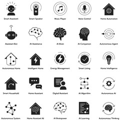 A collection of icons representing smart home and technology concepts