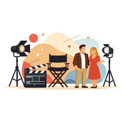 Creative filmmaking duo in a studio setting