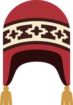 Vector Illustration of Traditional Andean Chullo Hat with Geometric Pattern and Earflaps
