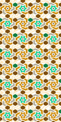 Seamless Islamic Geometric Pattern with Hexagons and Stars for Decor