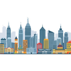 Obraz premium Modern City Skyline with Tall Skyscrapers and Urban Buildings