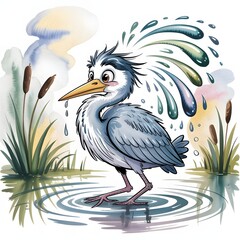 Obraz premium Great blue heron standing in water fishing by the lake