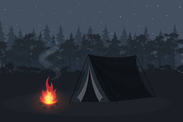 camping in forest