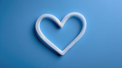 Fototapeta premium Heart Shape Created with White Sugar on a Soft Blue Background Illustrating Sweetness and Affection for Food Photography Themes