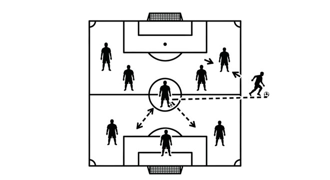 Soccer players on a field diagram.