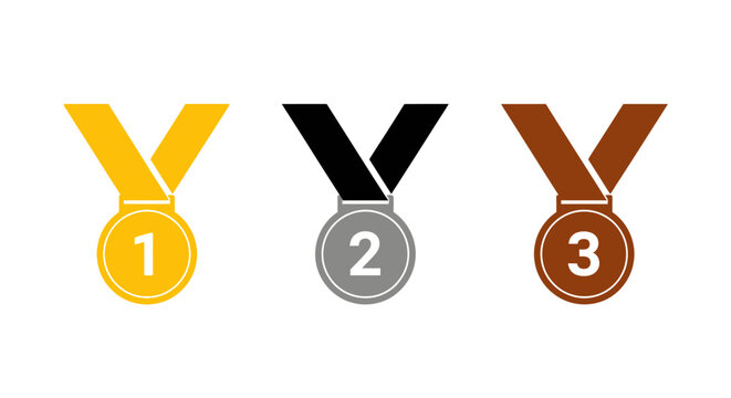 Three medals for first second and third place winners.