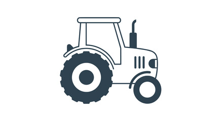 Obraz premium A simple black and white line icon depicts a large agricultural tractor ready for plowing and field work on a farm, Generative AI.