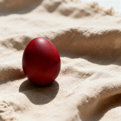 Minimal Red Egg on Linen