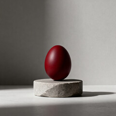 Luxury Orthodox Easter background with red egg on stone pedestal