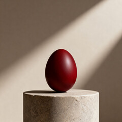 Luxury Orthodox Easter background with red egg on stone pedestal