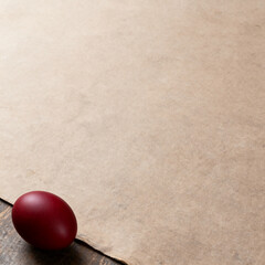 Wide Orthodox Easter background with red egg and large copy space