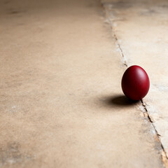 Wide Orthodox Easter background with red egg and large copy space