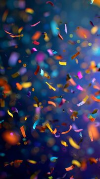 Vibrant Party Confetti with Sparkling Bokeh and Festive Celebration Mood