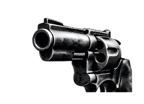 An old revolver cropped tightly so only the barrel and cylinder dominate the frame, age