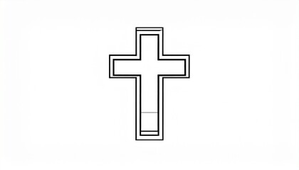 Obraz premium Minimalist black cross symbol isolated on white background for religious design