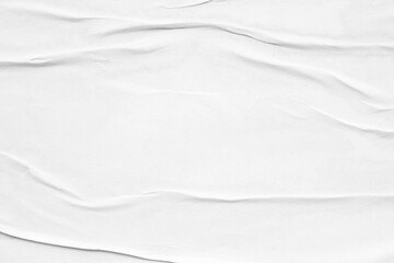 Obraz premium white crumpled and creased glued wrinkled paper poster texture background