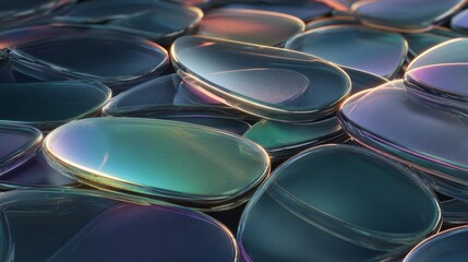 Obraz premium Modern Iridescent Glass Blocks Pattern With Soft Neon Glow and High Tech Background