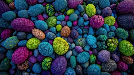 Colorful smooth stones arrangement texture background abstract pattern design