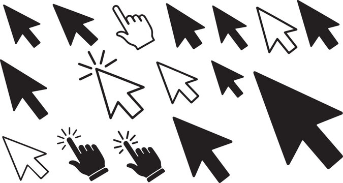 Collection of various computer mouse cursor icons and pointers
