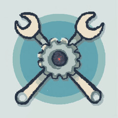 Crossed Wrenches and Gear Icon Illustration.