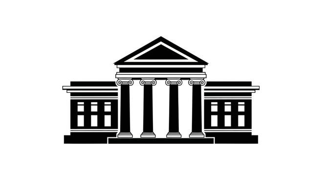 Classic Building with Columns and Pediment.