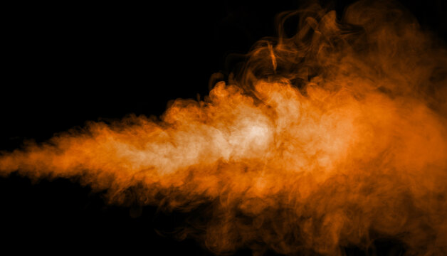 texture wind of smoke powder in the desert, effect to blow wave of brown dust. glitter gold dust sand isolated black background. storm particles of dirt flying, fine sand cloud abstract