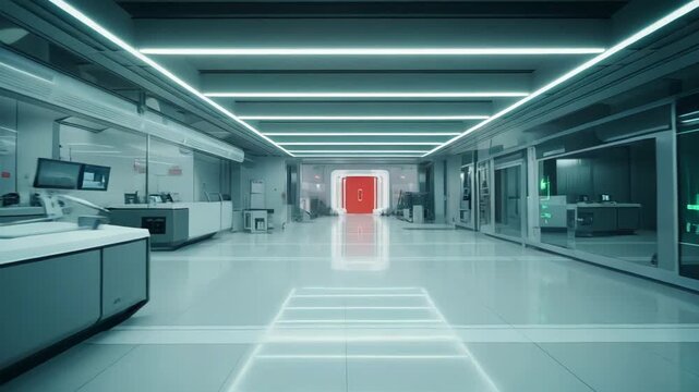 Modern clean environment for scientific analysis, conducting cutting edge experiments, and performing medical research in a controlled, high tech facility